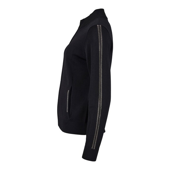 Women's Dressy Black Cardigan Size M I'CONA Rhinestones Long Sleeve Zipper NWT - Picture 2 of 4